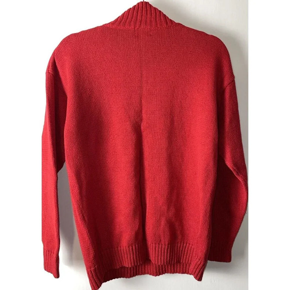 Vintage Casual Corner Ramie Cotton Argyle Red Sweater M Mock Turtleneck Classic - Picture 2 of 7